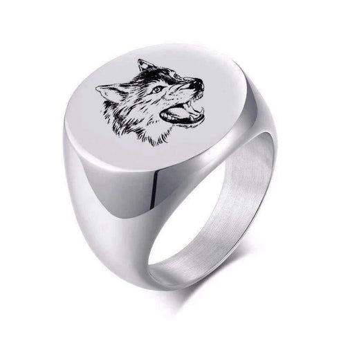Chevalière Loup Solitaire (Acier)